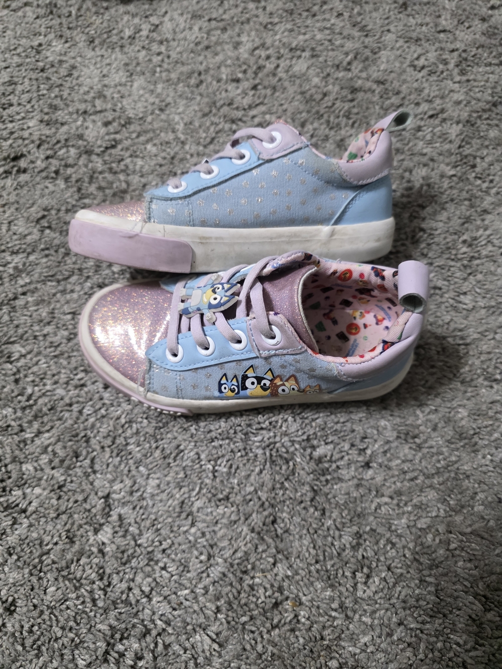 Bluey Kids Glitter Blue & Pink Low-Top Sneakers